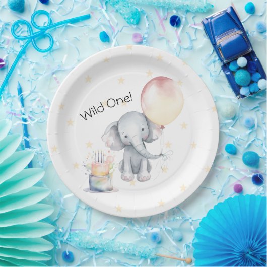 Wild One Niedlich Elephant Balloon Cake 1. Geburts Pappteller (Party)