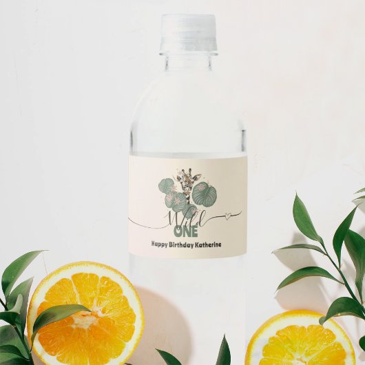 Wild One Niedlich Giraffe Animal Birthday Party Wasserflaschenetikett