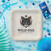 Wild One Niedlich Kitten Cat Rockabilly 1. Geburts Pappteller (Party)