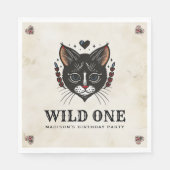 Wild One Niedlich Kitten Cat Rockabilly 1. Geburts Serviette (Vorderseite)