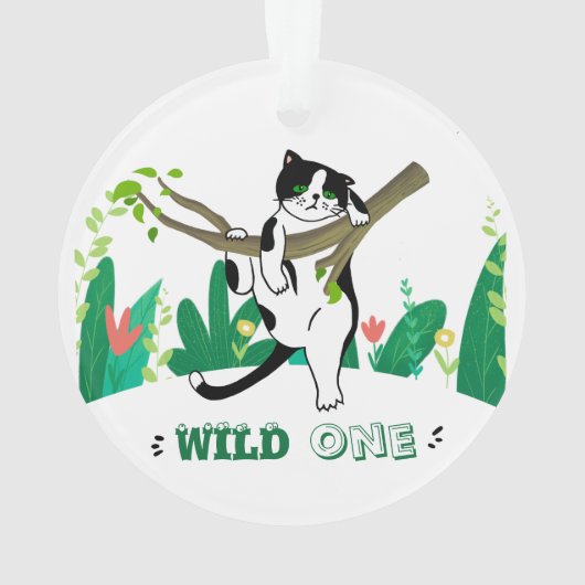 Wild One Niedlich Kitty Personalisiert Image Ornament (Rückseite)