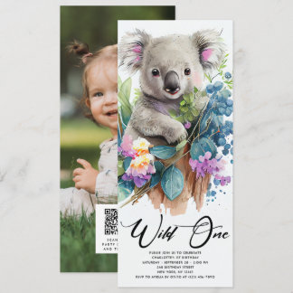 Wild One Niedlich Koala 1. Geburtstag Foto Tier Einladung