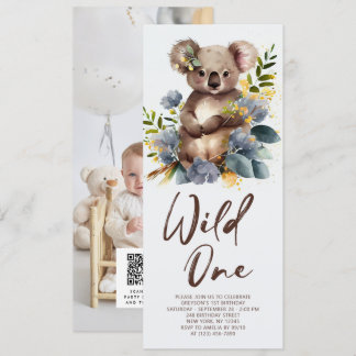 Wild One Niedlich Koala 1. Geburtstag Foto Tier Einladung