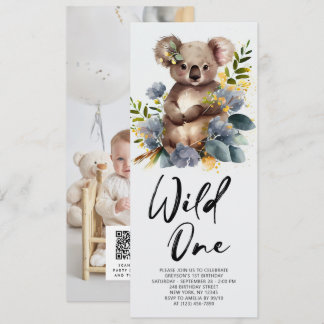 Wild One Niedlich Koala 1. Geburtstag Foto Tier Einladung