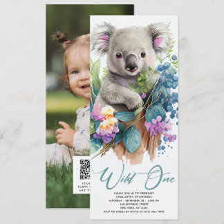 Wild One Niedlich Koala 1. Geburtstag Foto Tier Einladung