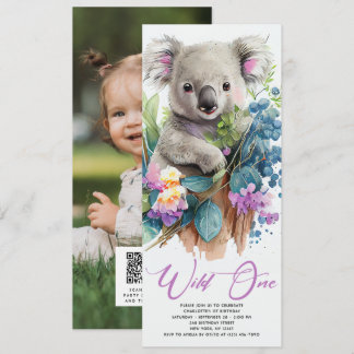 Wild One Niedlich Koala 1. Geburtstag Foto Tier Einladung