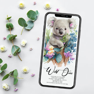 Wild One Niedlich Koala 1. Geburtstag Foto Tier Einladung
