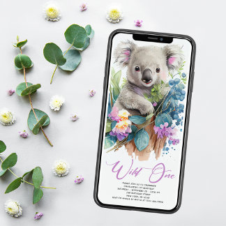 Wild One Niedlich Koala 1. Geburtstag Foto Tier Einladung
