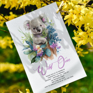 Wild One Niedlich Koala 1. Geburtstag Foto Tier Einladung