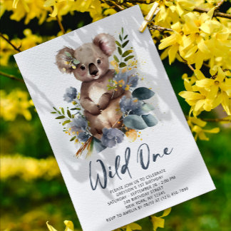 Wild One Niedlich Koala 1. Geburtstag Foto Tier Einladung