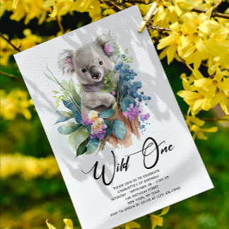 Wild One Niedlich Koala 1. Geburtstag Foto Tier Einladung