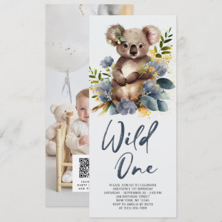Wild One Niedlich Koala 1. Geburtstag Foto Tier Einladung