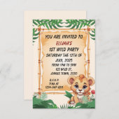 Wild One Niedlich Lion Dschungel Thema Einladung (Vorne/Hinten)