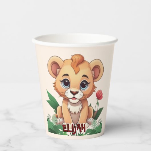 Wild One Niedlich Lion Jungle Theme Pappbecher (Vorderseite)