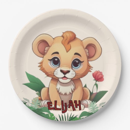 Wild One Niedlich Lion Jungle Theme Pappteller (Vorderseite)