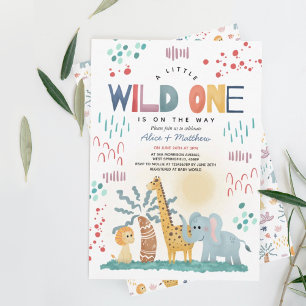 Wild One Niedlich Safari Animals Boy Baby Shower Einladung