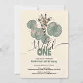Wild One Niedlich Safari Giraffe Animal Birthday P Einladung (Vorderseite)