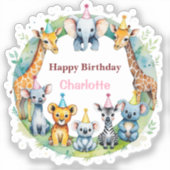 Wild One Niedlicher Tiere Balloon Boy Birthday Par Aufkleber (Vorderseite)