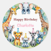 Wild One Niedlicher Tiere Balloon Boy Birthday Par Runder Aufkleber (Vorderseite)