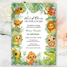 Wild One on the loose! | Boy 1st Birthday Invite