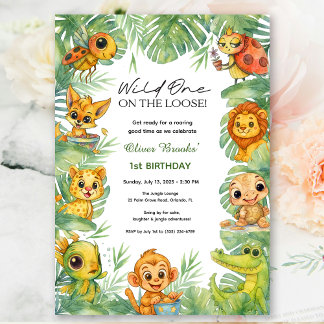  Wild One on the loose! | Boy 1st Birthday Invite Einladung