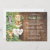 Wild One on Way Rustic Safari Baby Shower Einladung (Vorderseite)