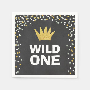 Wild one Paper Napkin Gold Crown Erster Geburtstag Serviette