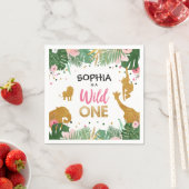 Wild One Paper Napkins Wild Jungle Animals Girl Serviette (Beispiel)