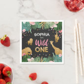 Wild One Paper Napkins Wild Jungle Animals Girl Serviette (Beispiel)