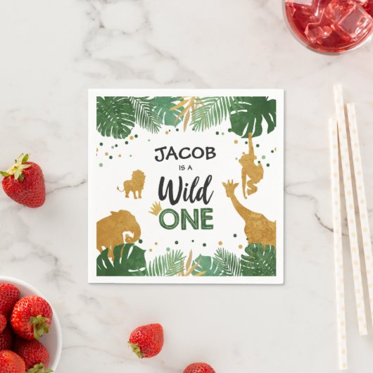Wild One Paper Napkins Zoo Wilde Jungle Tiere Serviette (Beispiel)