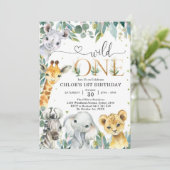 Wild One Party Animals 1st Birthday Invitation Einladung (Stehend Vorderseite)