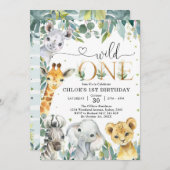 Wild One Party Animals 1st Birthday Invitation Einladung (Vorne/Hinten)