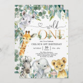 Wild One Party Animals 1st Birthday Invitation Einladung (Vorne/Hinten)
