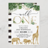 Wild One Party Animals 1st Birthday Invitation Einladung (Vorne/Hinten)