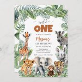 Wild One Party Animals Kids 1st Birthday Einladung (Vorne/Hinten)