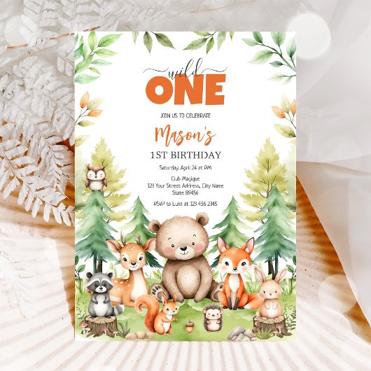 Wild One Party Animals Kids 1st Birthday Einladung