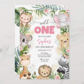 Wild One Party Animals Kids 1st Birthday Einladung (Vorne/Hinten)