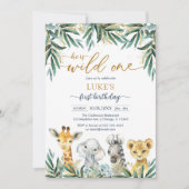 Wild One Party Animals Kids Birthday Invitation Einladung (Vorderseite)