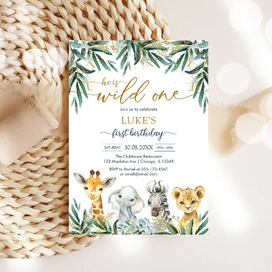 Wild One Party Animals Kids Birthday Invitation Einladung
