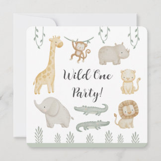 Wild One Party Safari Tiere Personalisiert Einladung