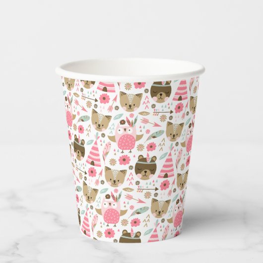 Wild One Pattern | Camping aus Holz Pappbecher (Vorderseite)