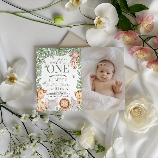 Wild One Photo Birthday Invite Einladung