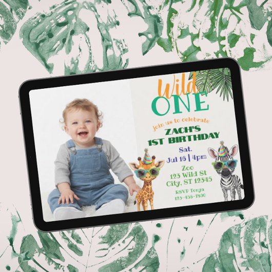 Wild One Picture Party Animal 1st Birthday Einladung
