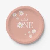 Wild One Pink Daisy 1. Geburtstag Pappteller (Vorderseite)