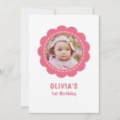 Wild One Pink Daisy Birthday Foto Einladung (Rückseite)