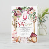 Wild One Pink Gold Boho Traumfänger Geburtstag Einladung (Stehend Vorderseite)