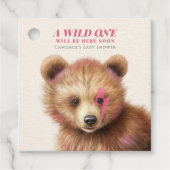 Wild-One-Pink-Haar-Bear-Baby-Dusche Geschenkanhänger (Vorderseite)