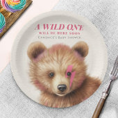Wild-One-Pink-Haar-Bear-Baby-Dusche Pappteller