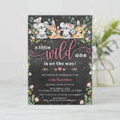 Wild One Pink Koala Kangaroo Kinderdusche Einladung (Stehend Vorderseite)