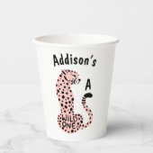 Wild One Pink Leopard Custom First Birthday Pappbecher (Vorderseite)